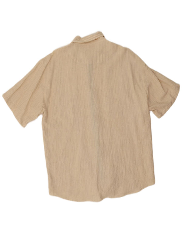 Camisa masculina vintage de manga curta XL listrada bege