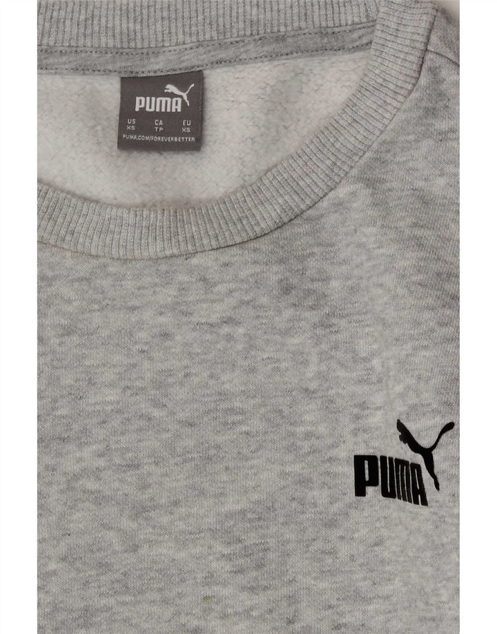 Puma Womens Crop Oversized Moletom Jumper UK 6 XS Cinza Flecked