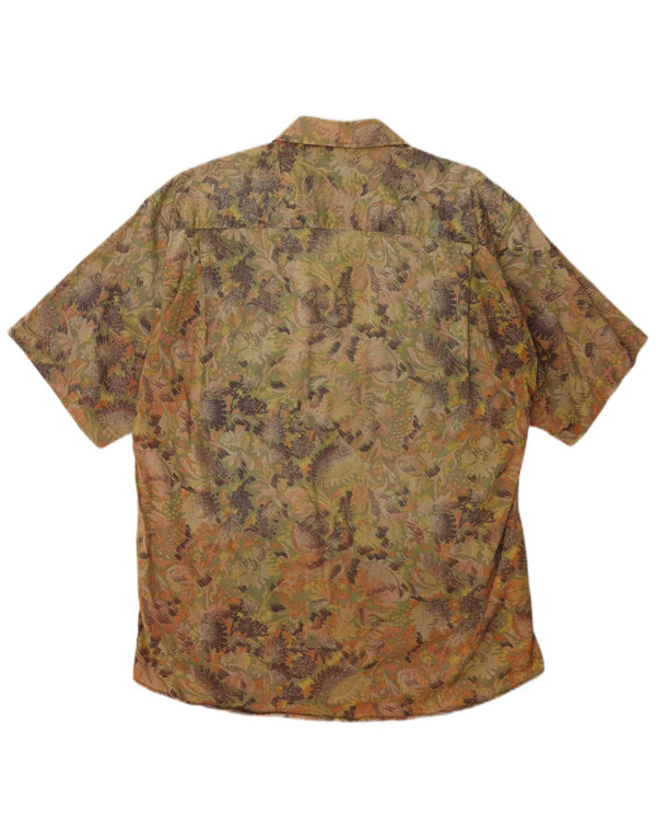 Camisa masculina vintage de manga curta grande algodão paisley multicolorido