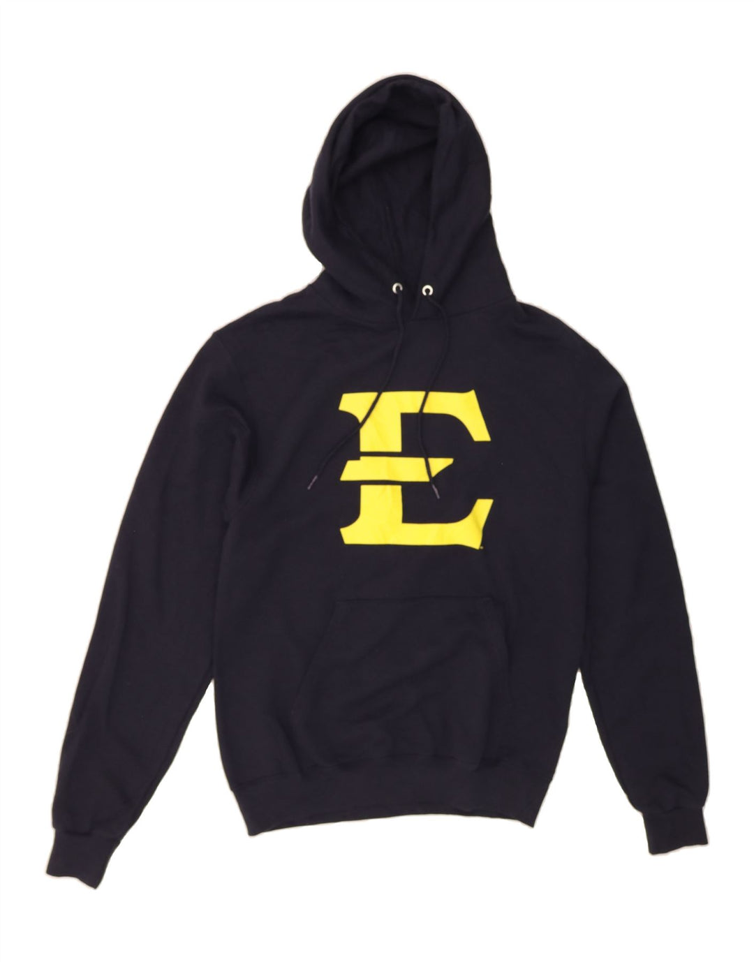 CHAMPION Mens Graphic Hoodie Jumper Small Navy Blue Cotton Vintage Champion and Second-Hand Champion from Messina Hembry 