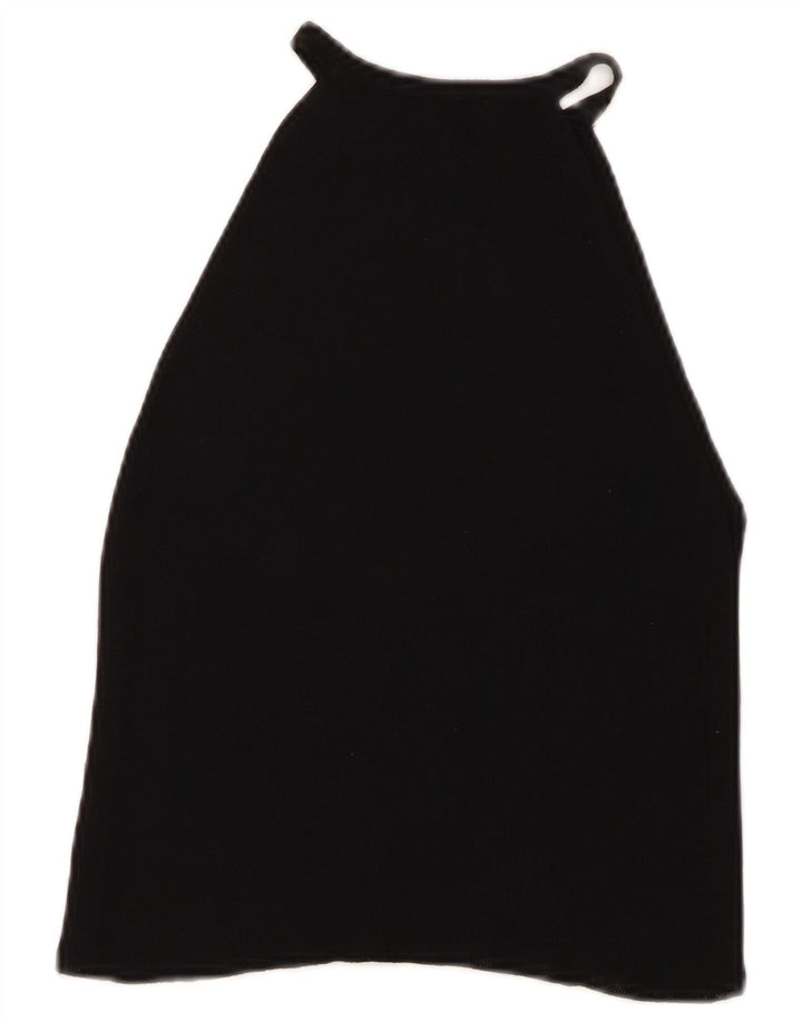 Zara Womens Crop Halter Top Reino Unido 12 Médio Preto