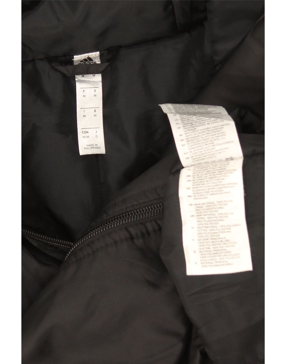 Casaco acolchoado com capuz masculino Adidas UK 38 médio preto nylon