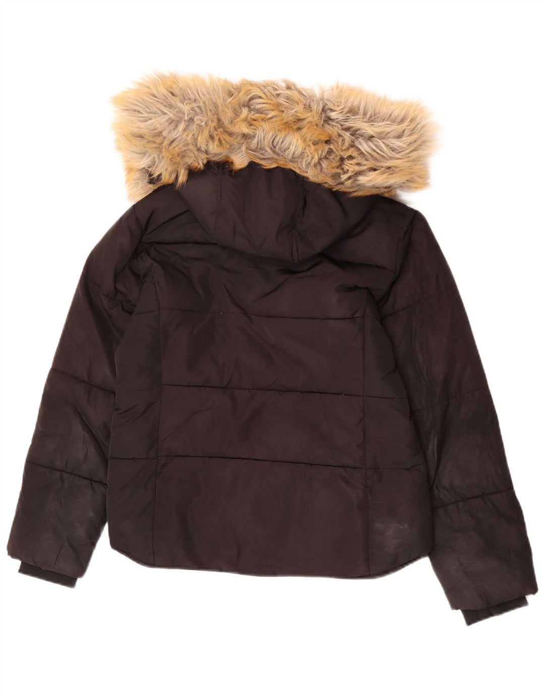 Jaqueta acolchoada feminina com capuz Topshop UK 4 XS poliéster preto