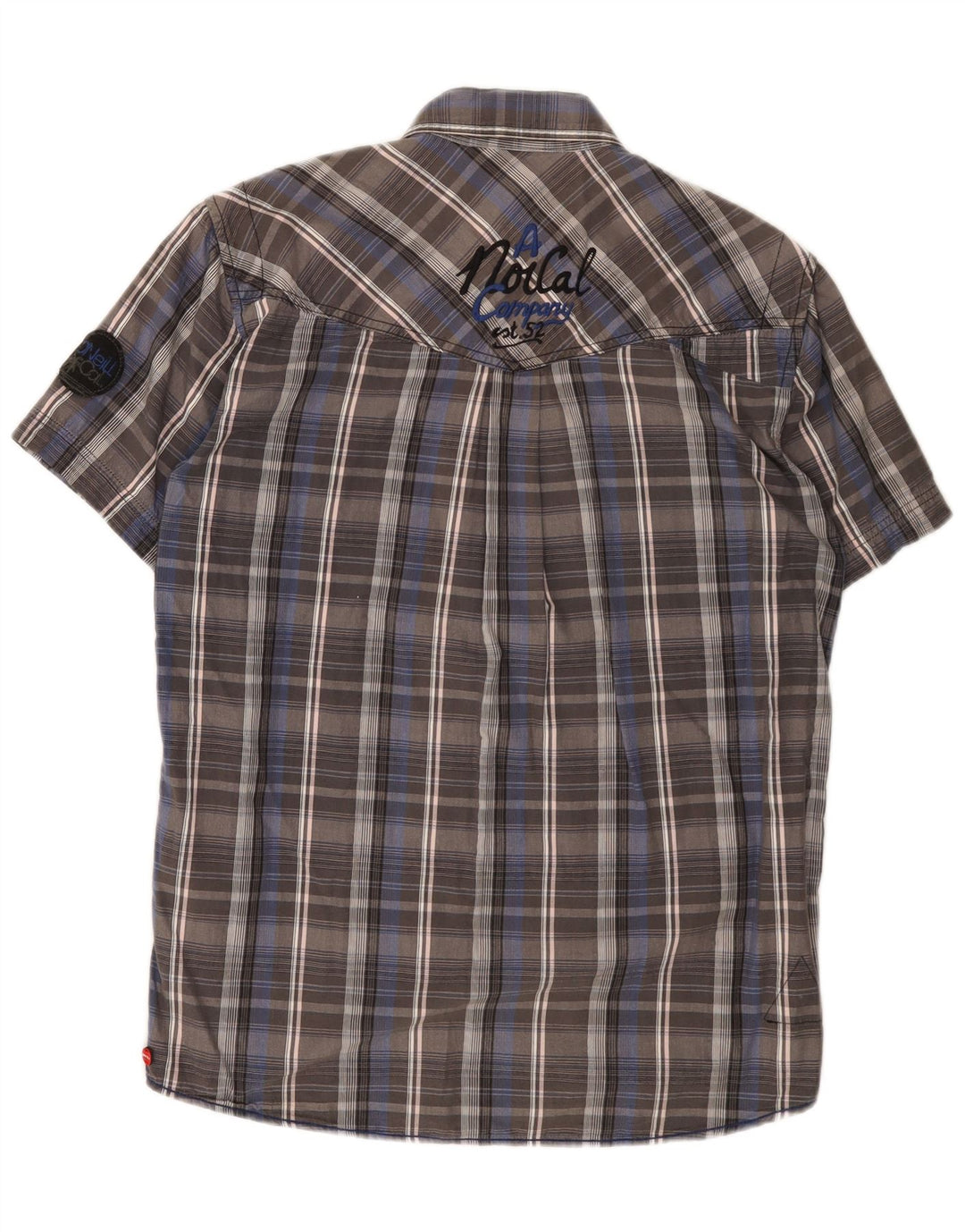 Camisa masculina de manga curta O'Neill, algodão xadrez cinza médio