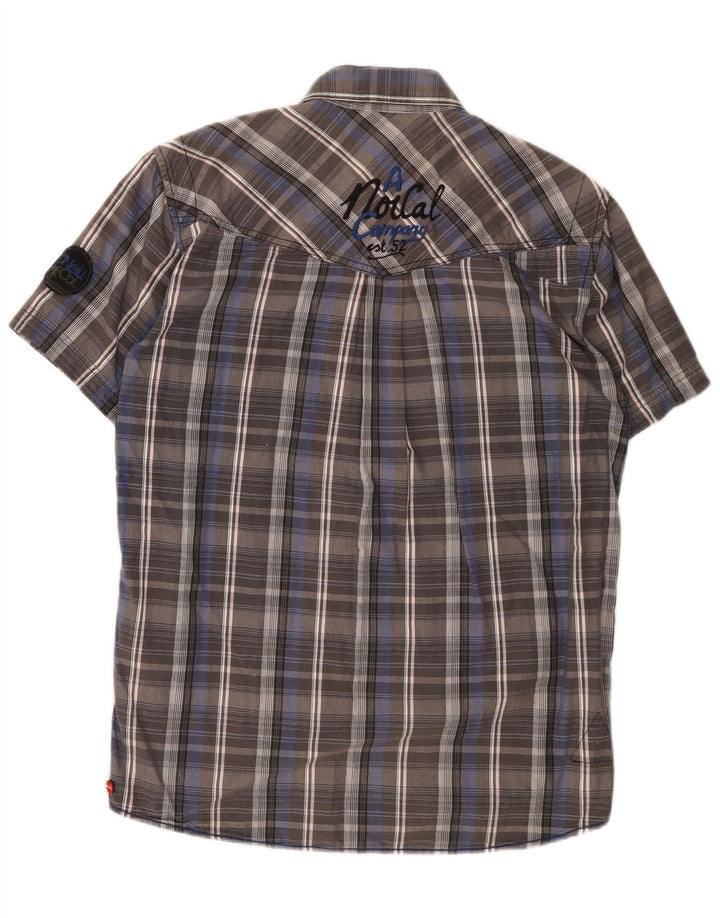 Camisa masculina de manga curta O'Neill, algodão xadrez cinza médio