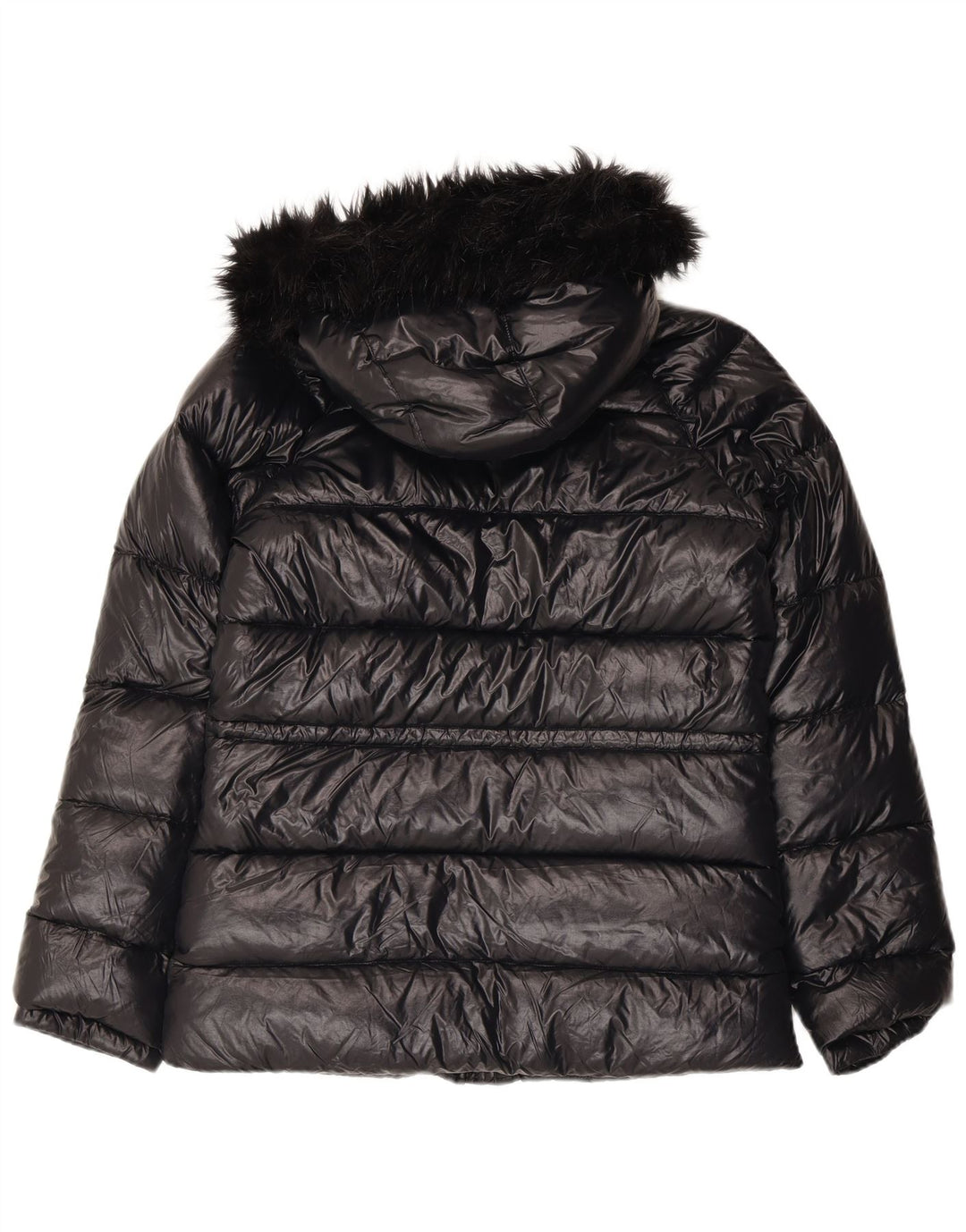 Jaqueta acolchoada com capuz grande NIKE feminina Reino Unido 6/8 XS Preto Nylon