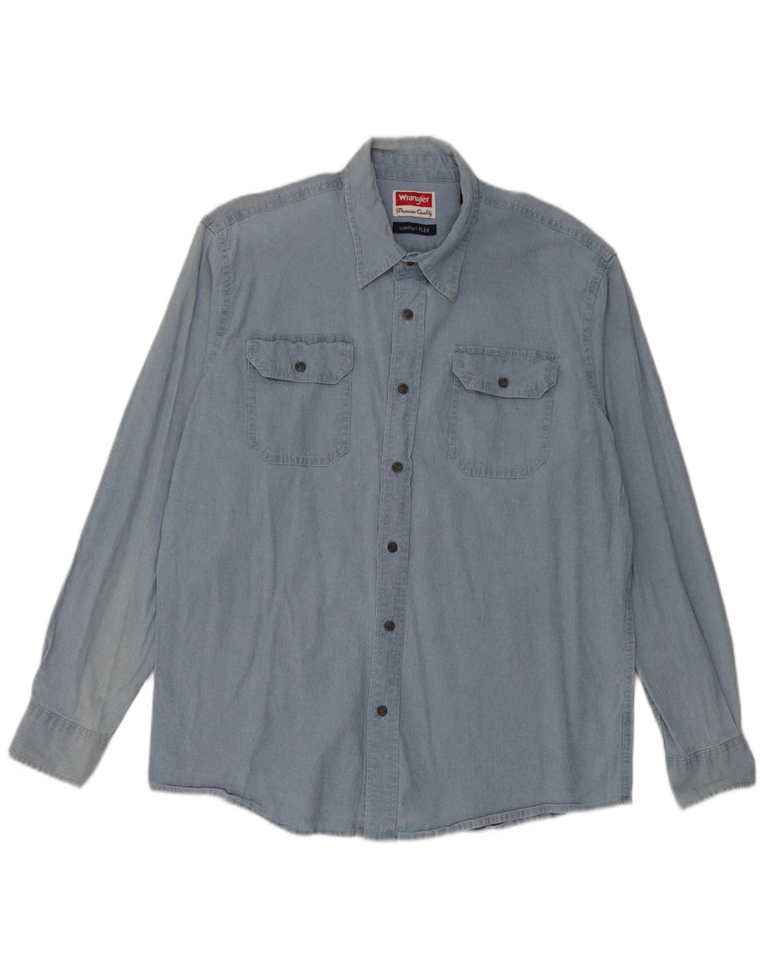 Camisa jeans masculina Wrangler grande algodão azul