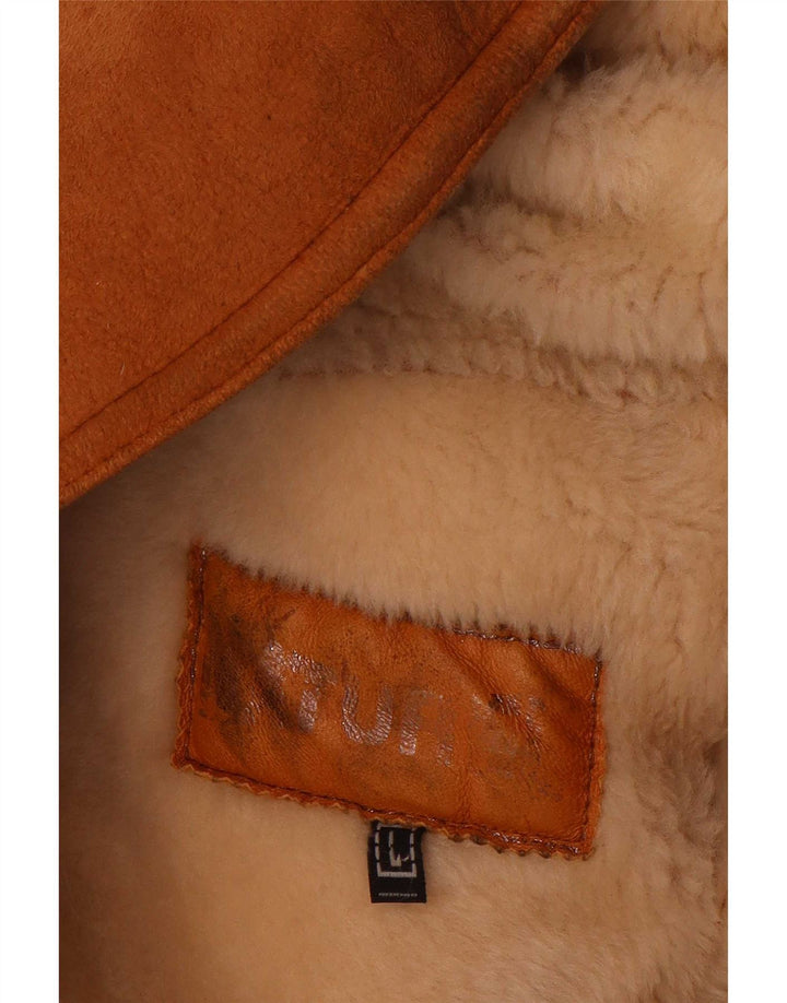 Sobretudo feminino vintage oversized shearling UK 16 grande bege