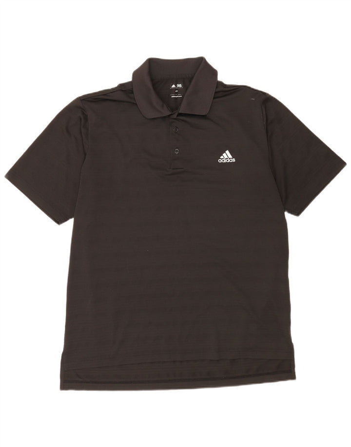 Camisa polo masculina Adidas grande poliéster listrado preto