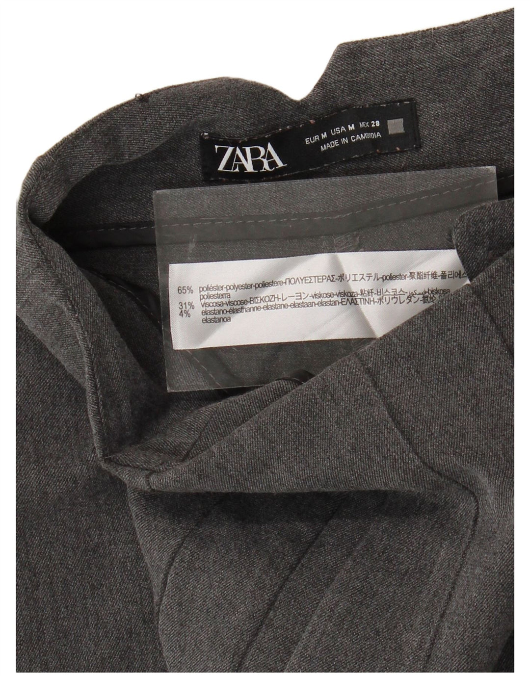 Zara Calça feminina cintura alta cropped médio W28 L25 poliéster cinza
