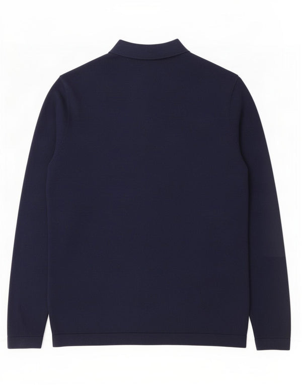 Suéter cardigã masculino Zara grande algodão azul marinho