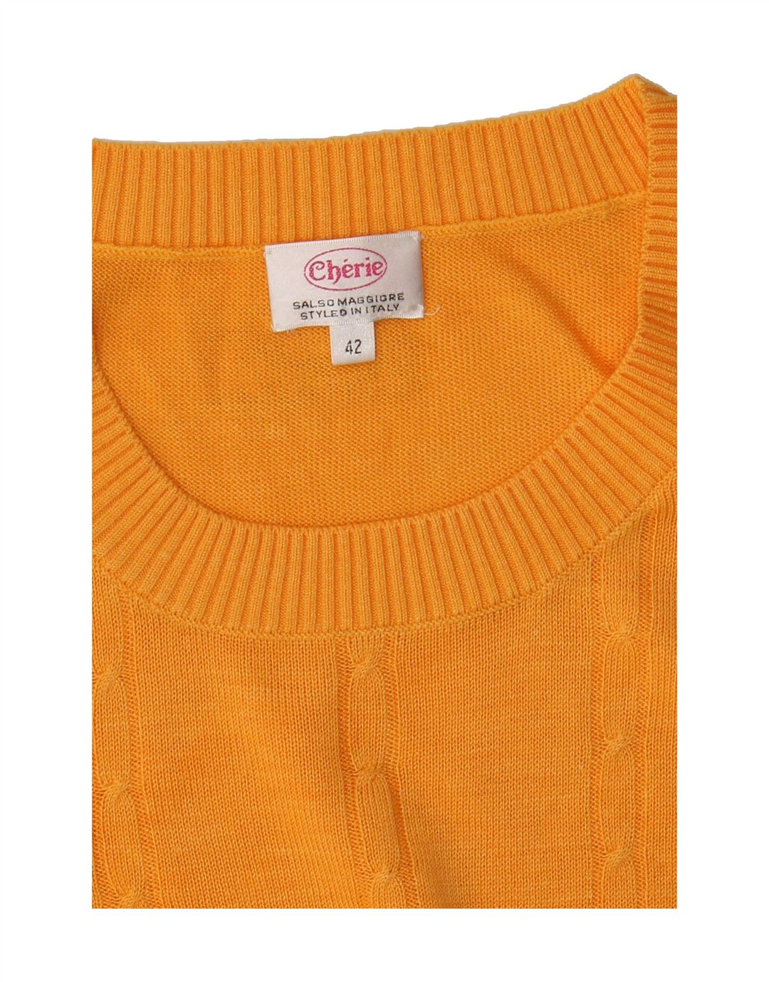 CHERIE Womens Crew Neck Jumper Sweater IT 42 Medium Yellow Silk Vintage cherie and Second-Hand cherie from Messina Hembry 
