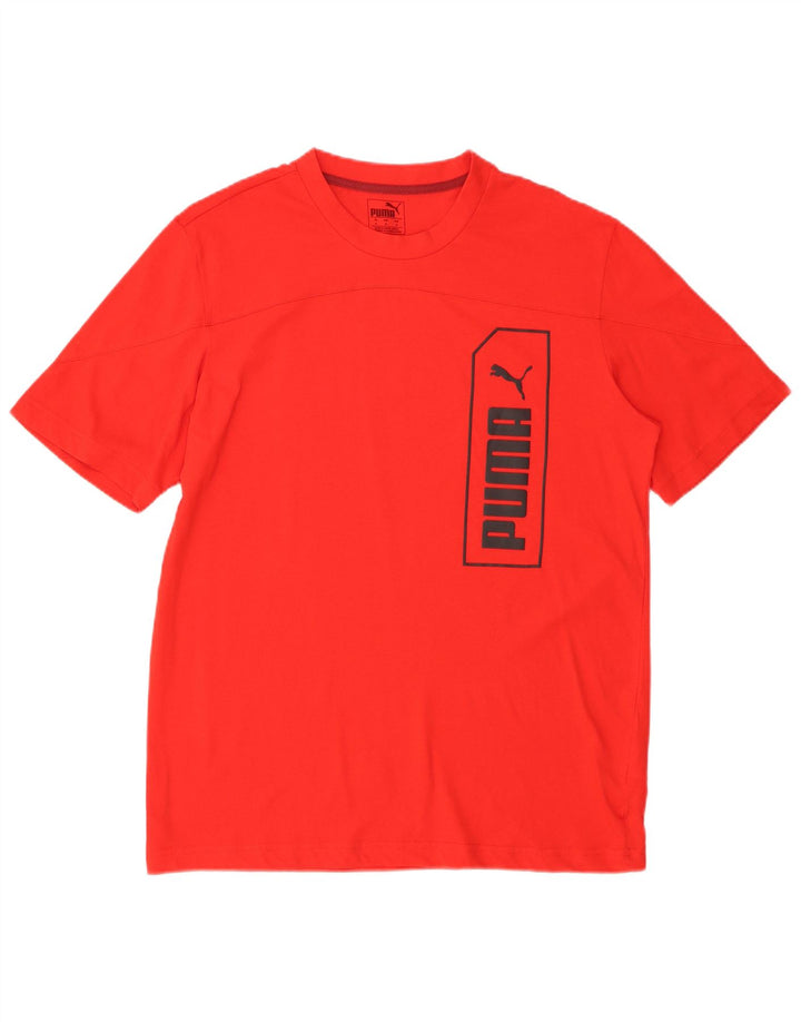 Camiseta masculina PUMA com estampa gráfica de algodão vermelho médio