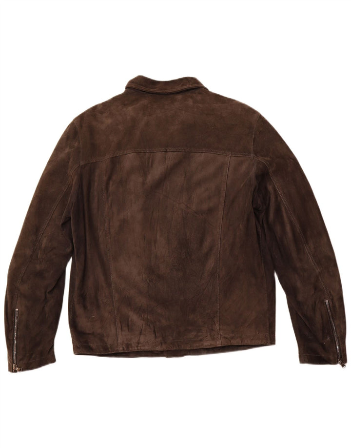 Jaqueta feminina vintage de camurça Reino Unido 12 couro marrom médio