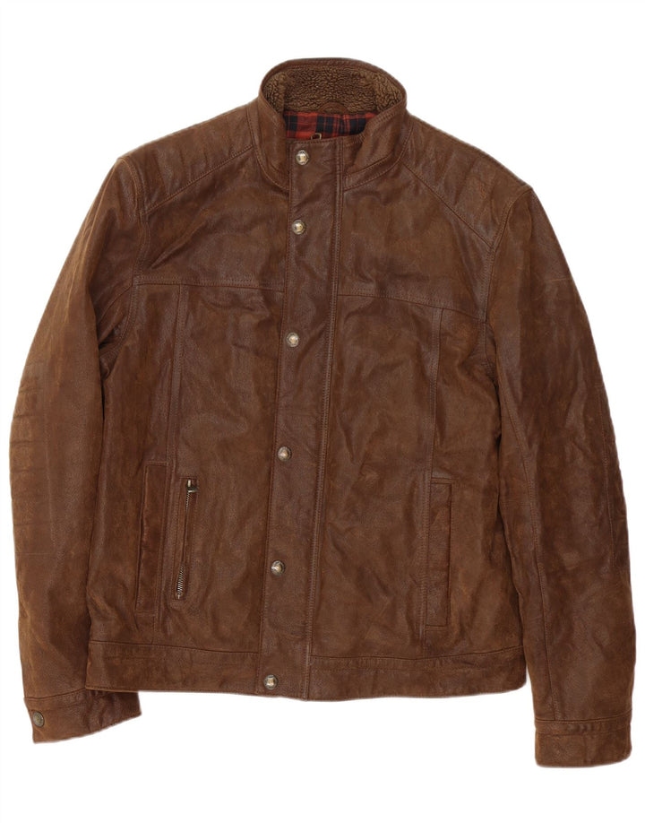 Jaqueta de couro masculina North Coast Society UK 38 marrom médio
