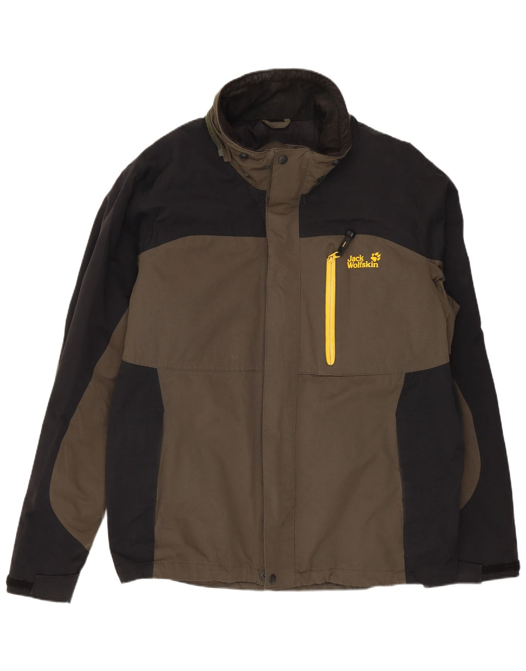 Jaqueta corta-vento masculina JACK WOLFSKIN Reino Unido 40/42 grande bloco colorido azul marinho