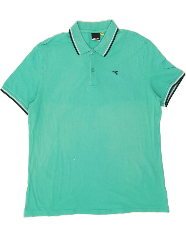 DIADORA Mens Polo Shirt 3XL Turquoise Cotton Vintage Diadora and Second-Hand Diadora from Messina Hembry 