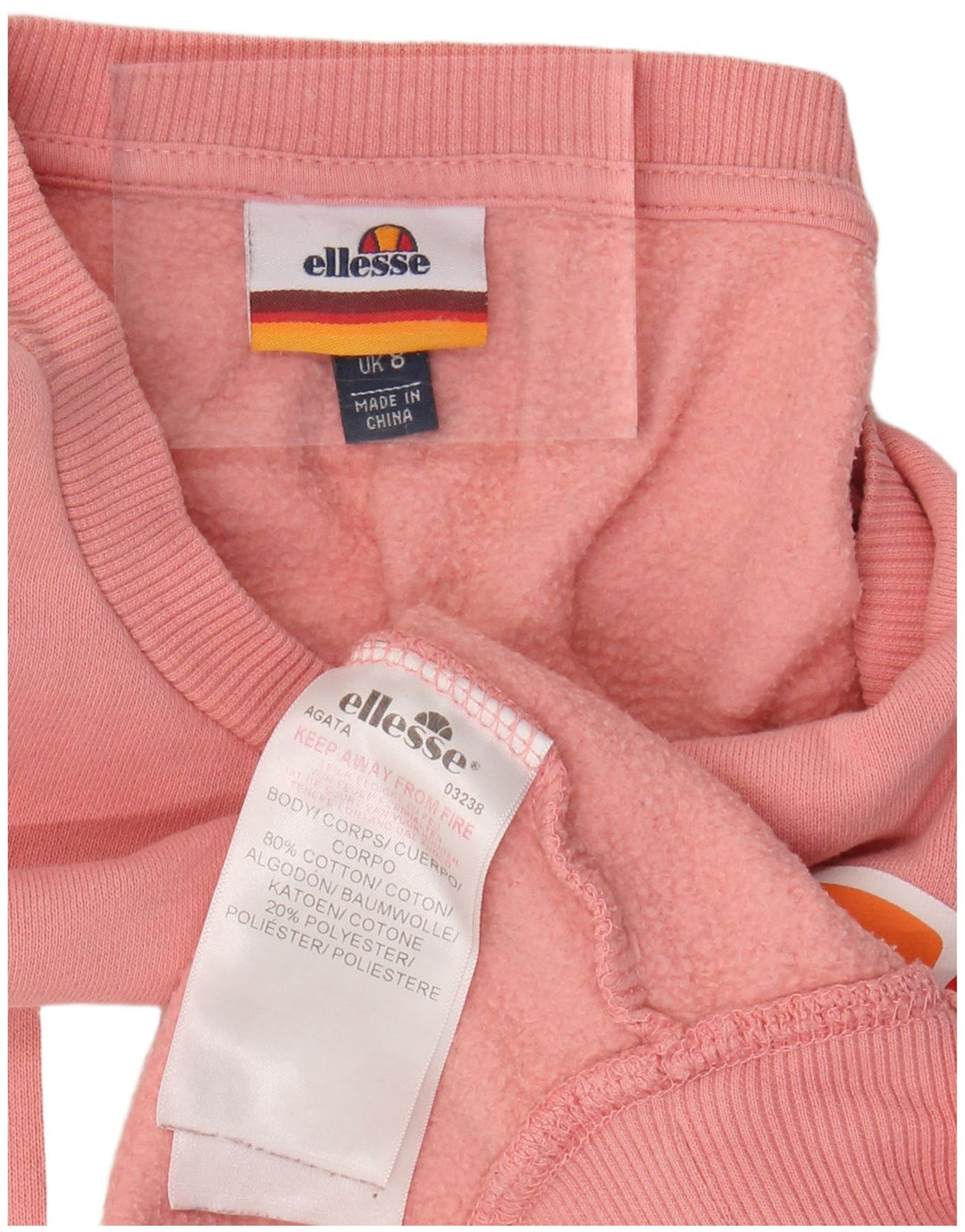 ELLESSE moletom feminino oversized gráfico Reino Unido 8 pequeno algodão rosa