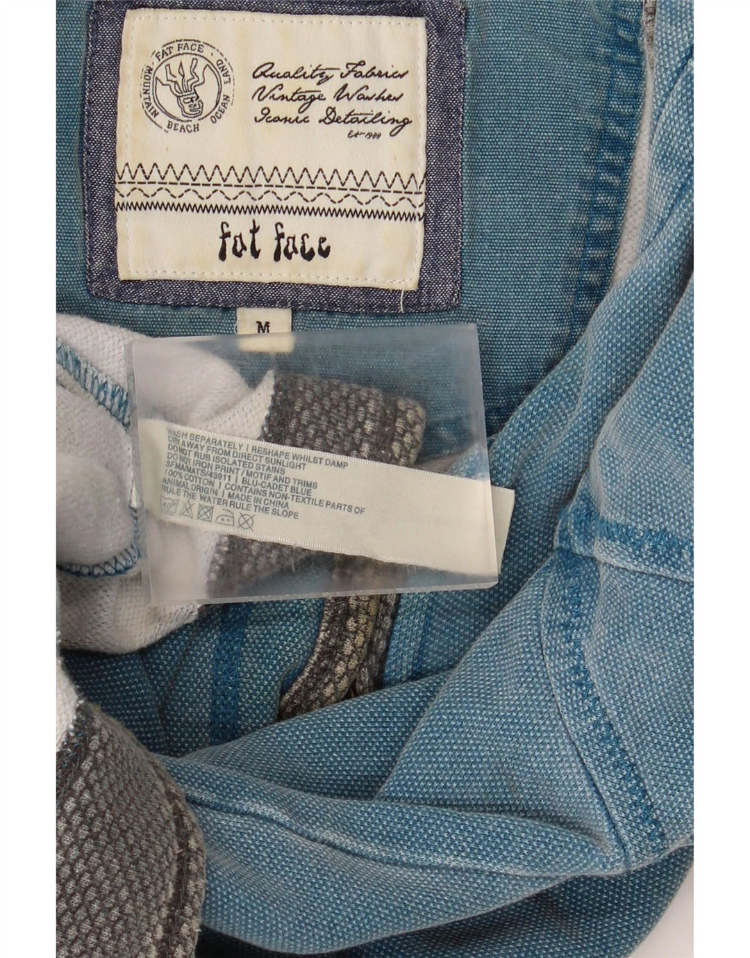 Moletom masculino Fat Face com zíper e pescoço em algodão azul médio