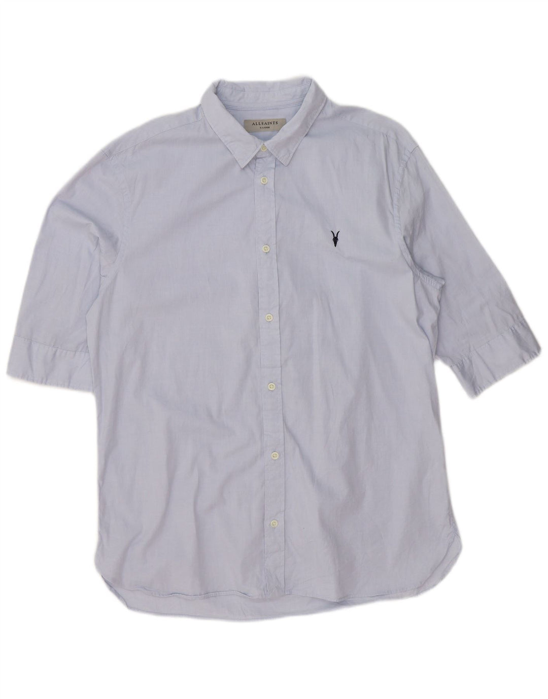 Camisa masculina de manga curta ALL SAINTS XL azul algodão