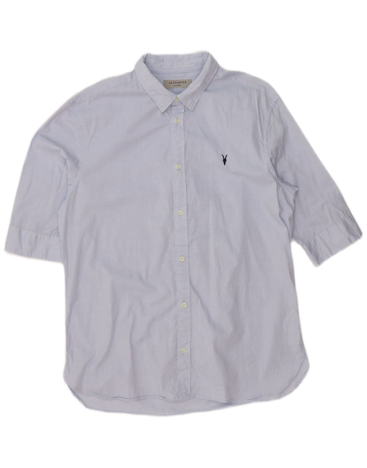 Camisa masculina de manga curta ALL SAINTS XL azul algodão