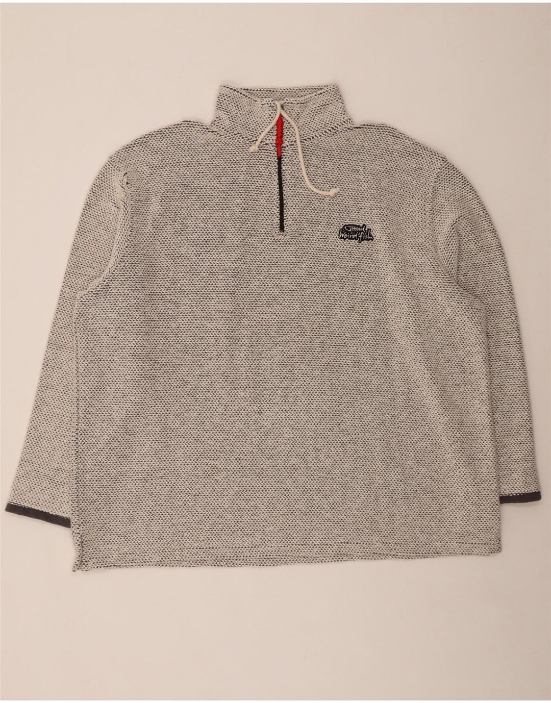 WEIRD FISH Suéter masculino com zíper e pescoço 3XL algodão cinza