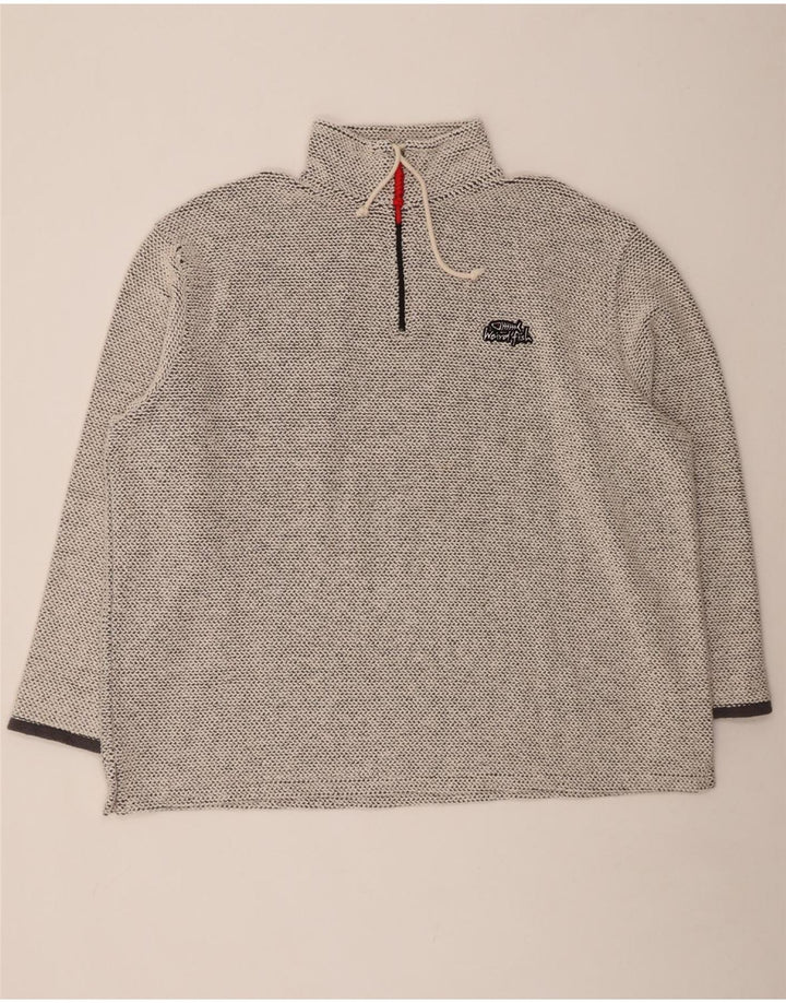 WEIRD FISH Suéter masculino com zíper e pescoço 3XL algodão cinza