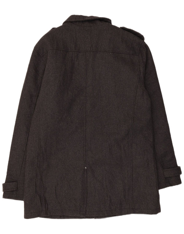 Sobretudo militar masculino Blend UK 44 2XL lã cinza