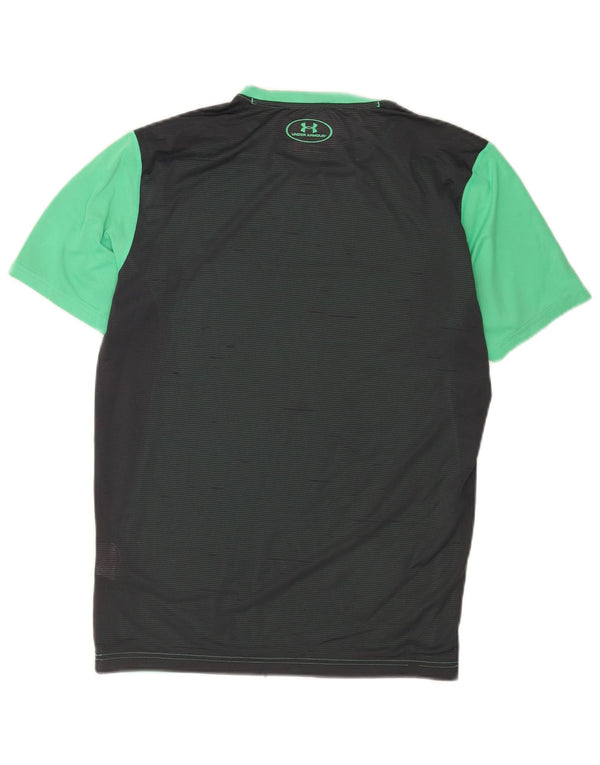 Camiseta masculina Under Armour Heat Gear Top médio verde colorblock poliéster