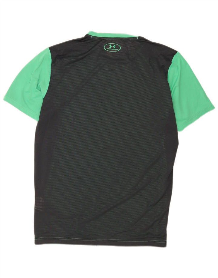 Camiseta masculina Under Armour Heat Gear Top médio verde colorblock poliéster