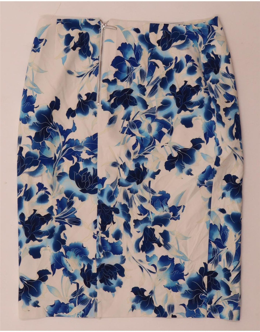 Saia lápis feminina Oasis UK 12 médio W32 poliéster floral branco