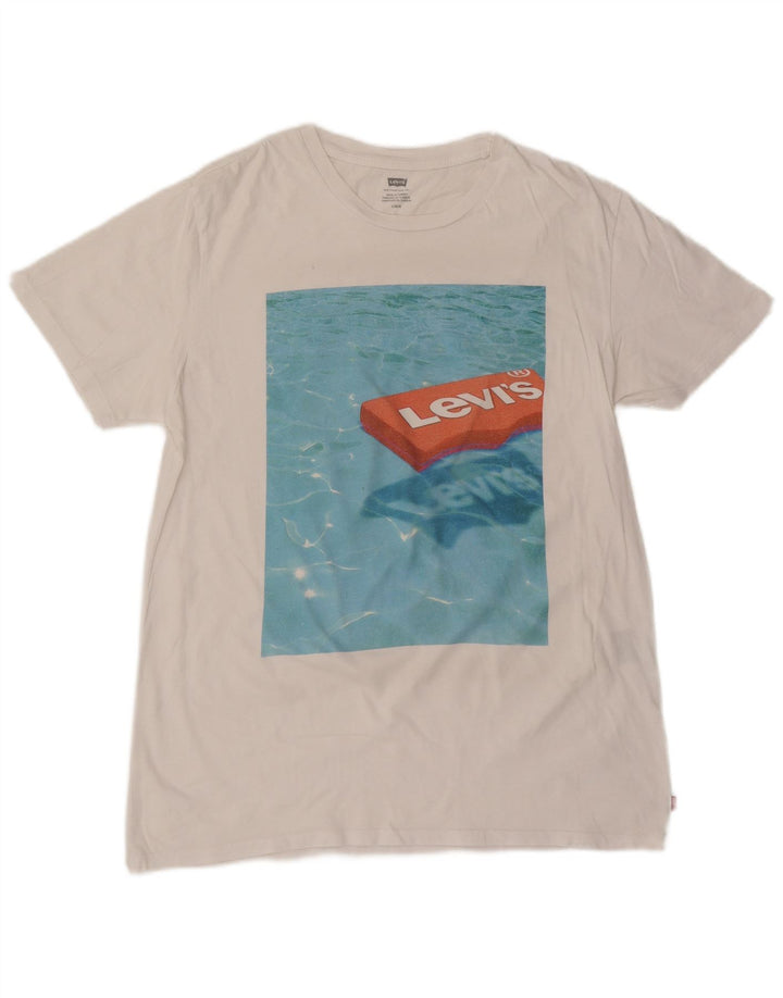 Camiseta feminina gráfica LEVI'S UK 16 grande branca