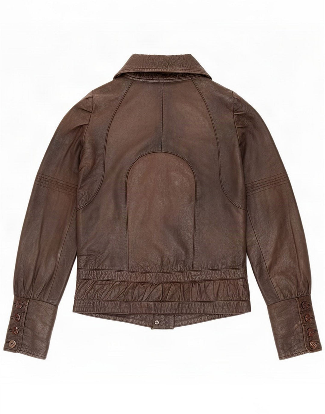 Numph Jaqueta de couro feminina UK 8 Small Brown Classic