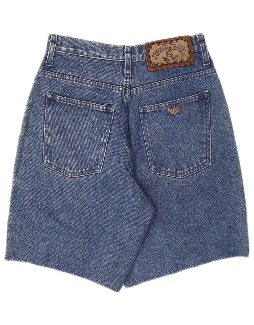 ARMANI Shorts jeans feminino de cintura alta W29 algodão azul médio
