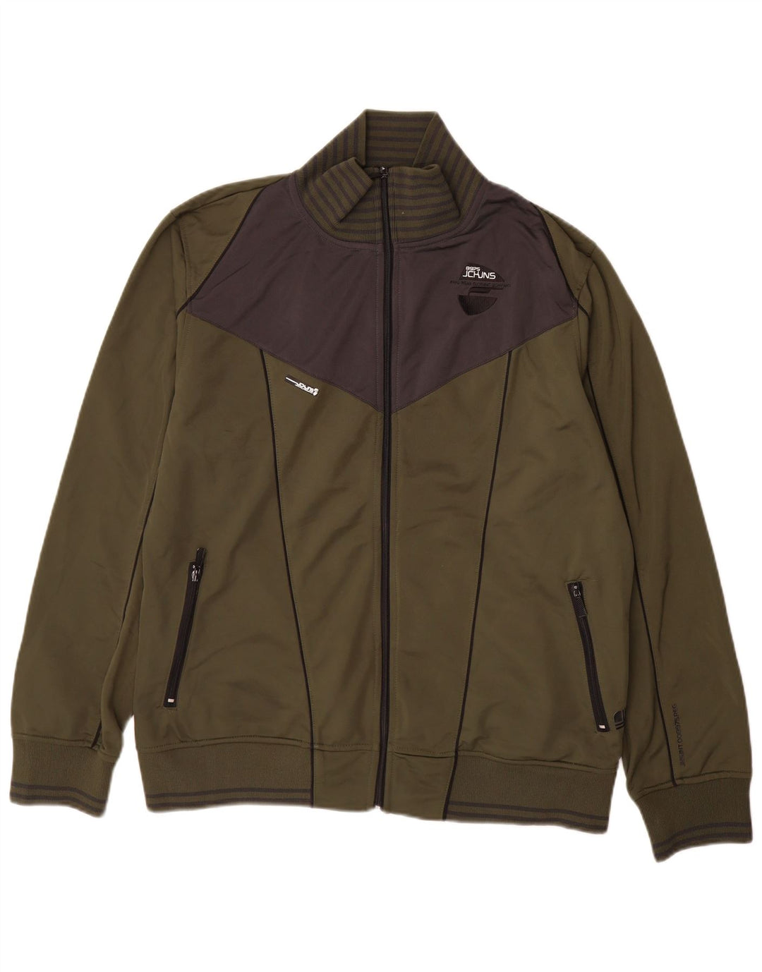 Jaqueta masculina de agasalho gráfico Jack & Jones 2XL cáqui colorblock