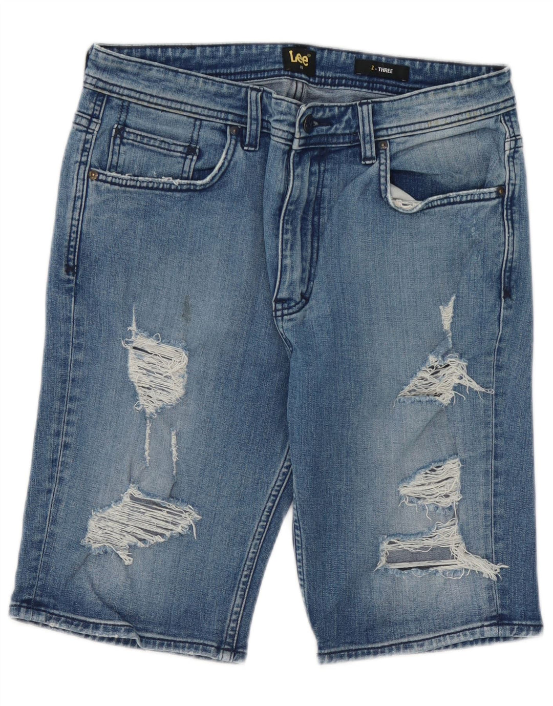 Shorts jeans masculino Lee desgastado W32 algodão azul médio