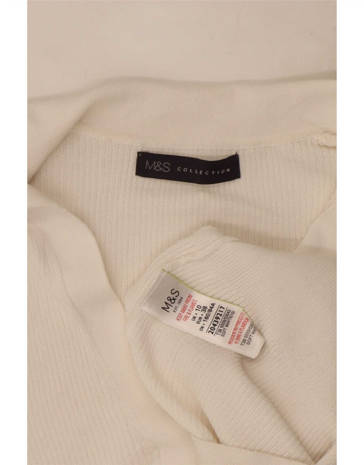 Camisa polo feminina Marks & Spencer Reino Unido 10 pequena viscose branca