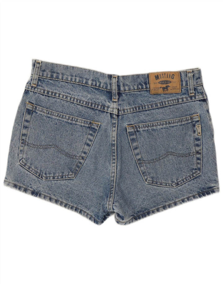 Shorts jeans feminino de cintura alta MUSTANG W33 grande algodão azul