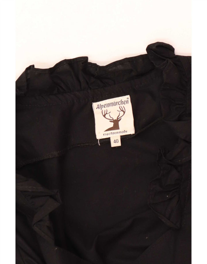 Blusa feminina Alpenmarchen com babados na frente e corte frontal UE 40 médio preto