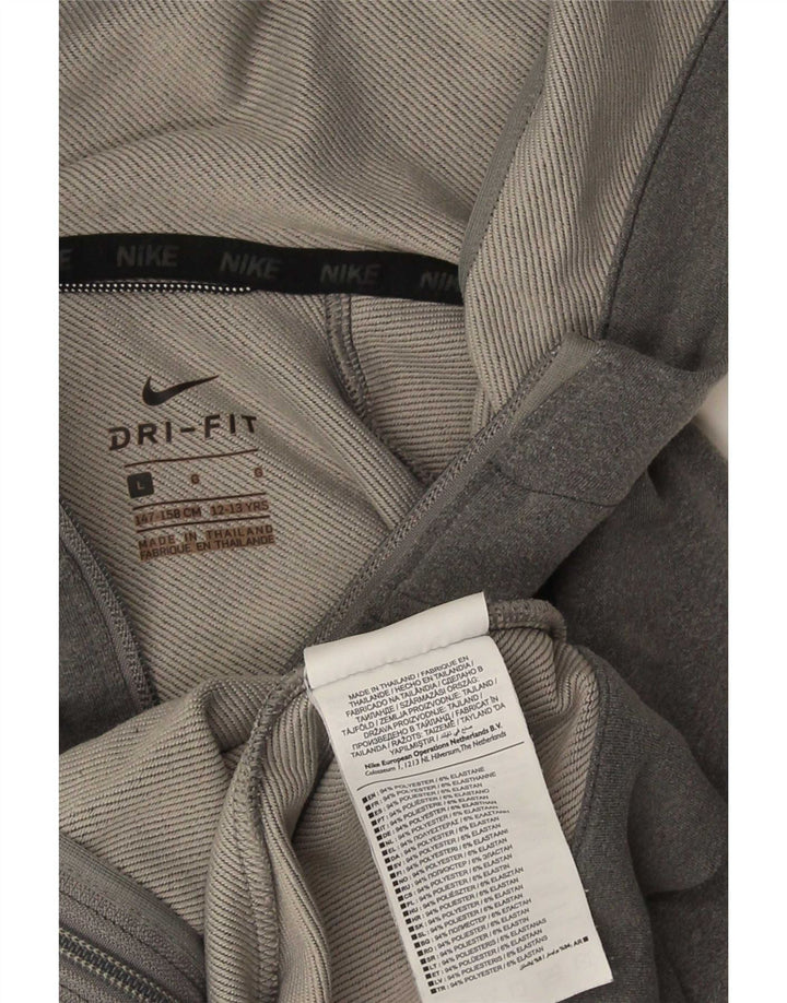 Suéter Nike feminino Dri Fit Zip com capuz Reino Unido 14 grande cinza poliéster