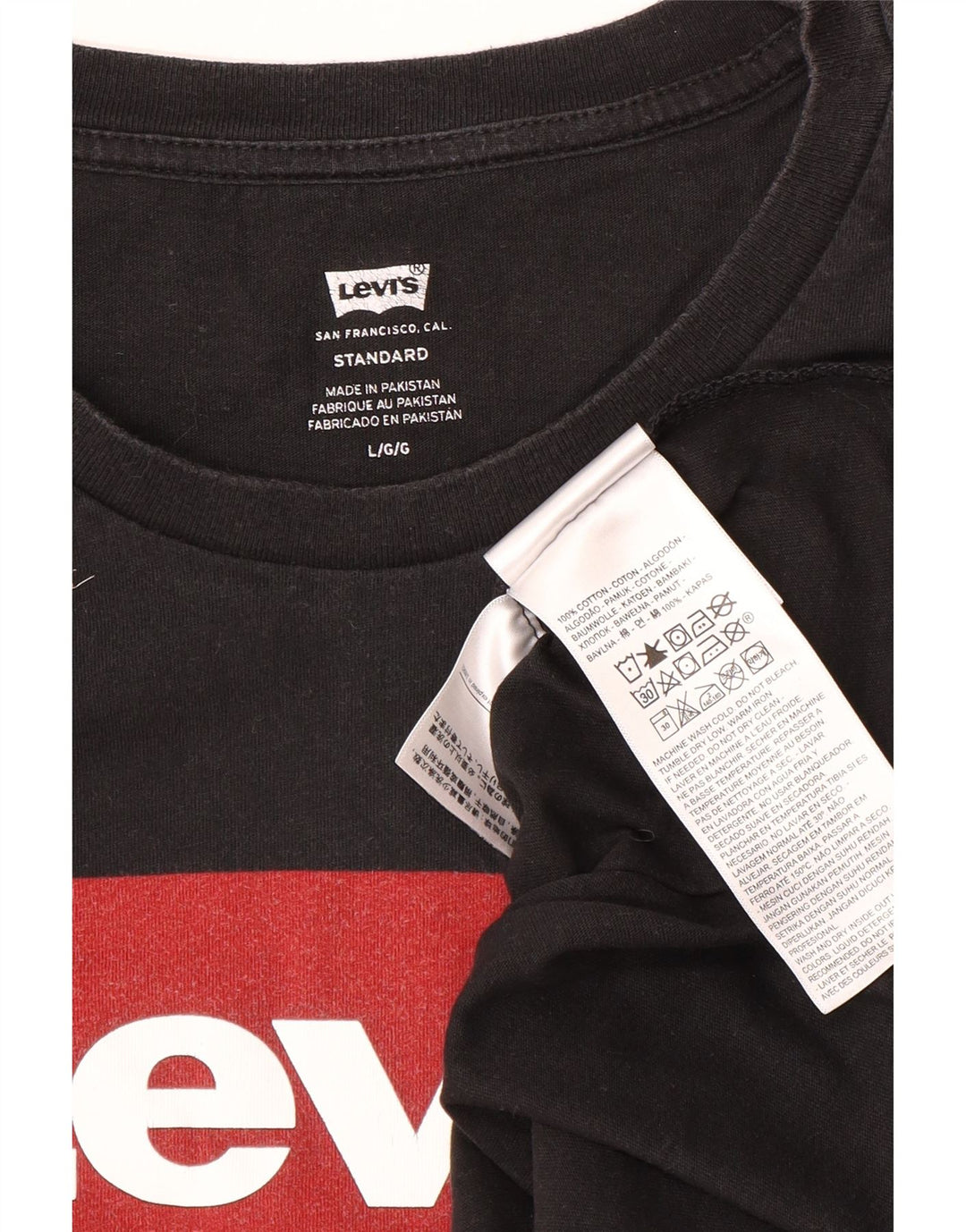 Top gráfico masculino Levi's Standard Fit manga comprida grande algodão preto