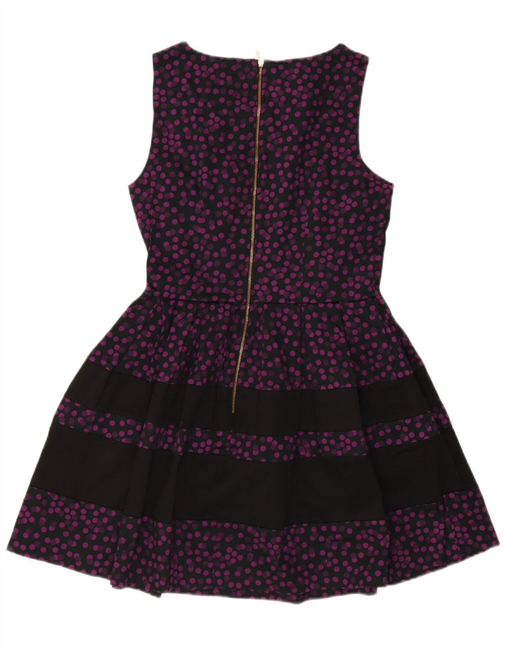 CLOSET Vestido feminino sem mangas evasê UK 12 médio preto bolinhas algodão