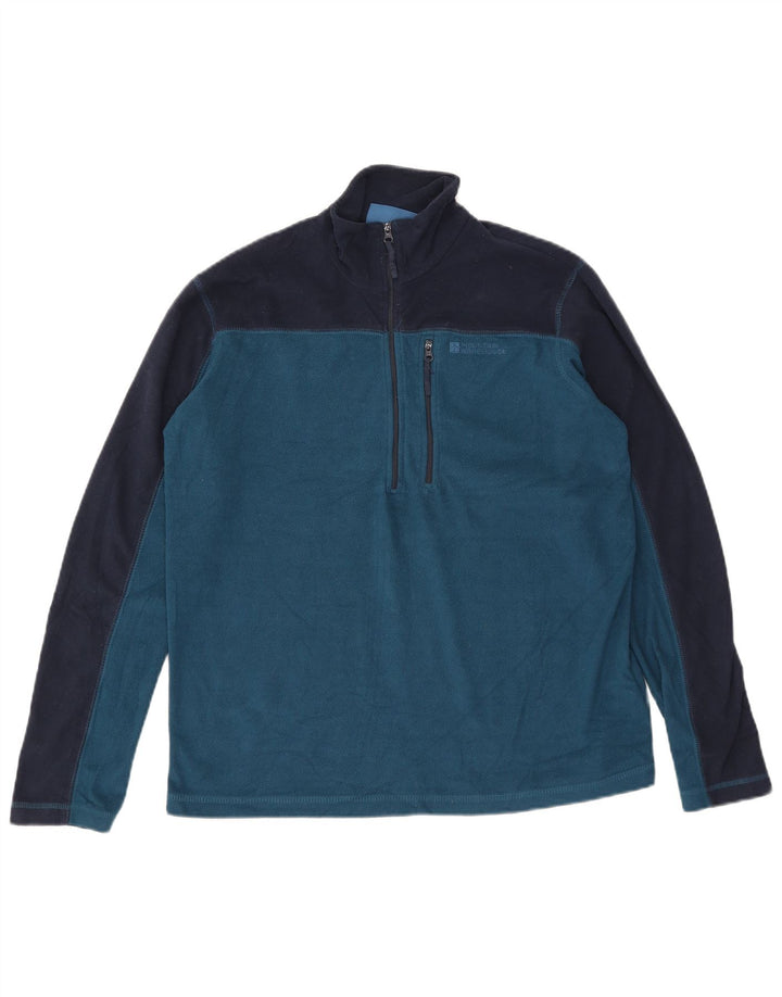 Suéter de lã masculino Mountain Warehouse com zíper e gola em bloco azul pequeno