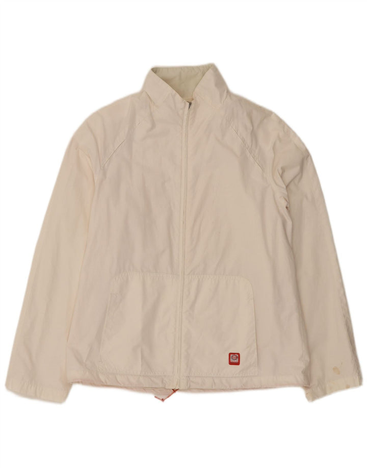 Jaqueta corta-vento feminina Sergio Tacchini Reino Unido 14 algodão branco médio