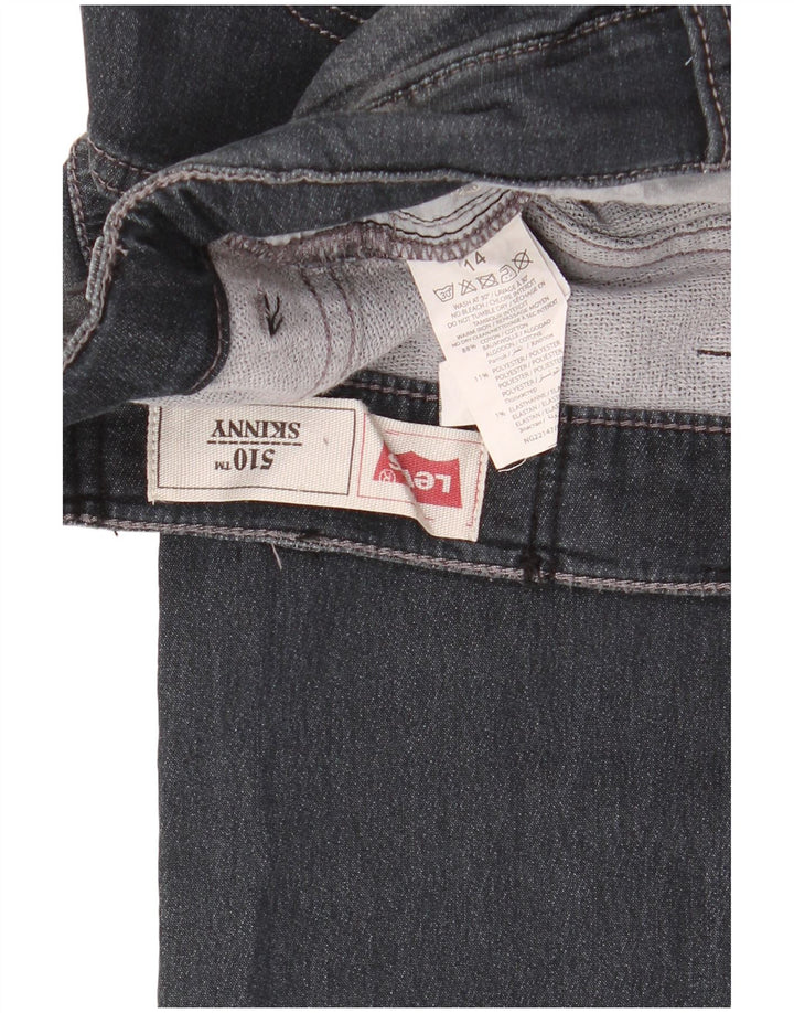 LEVI'S Girls 510 Skinny Jeans 13-14 Anos W30 L30 Algodão Preto