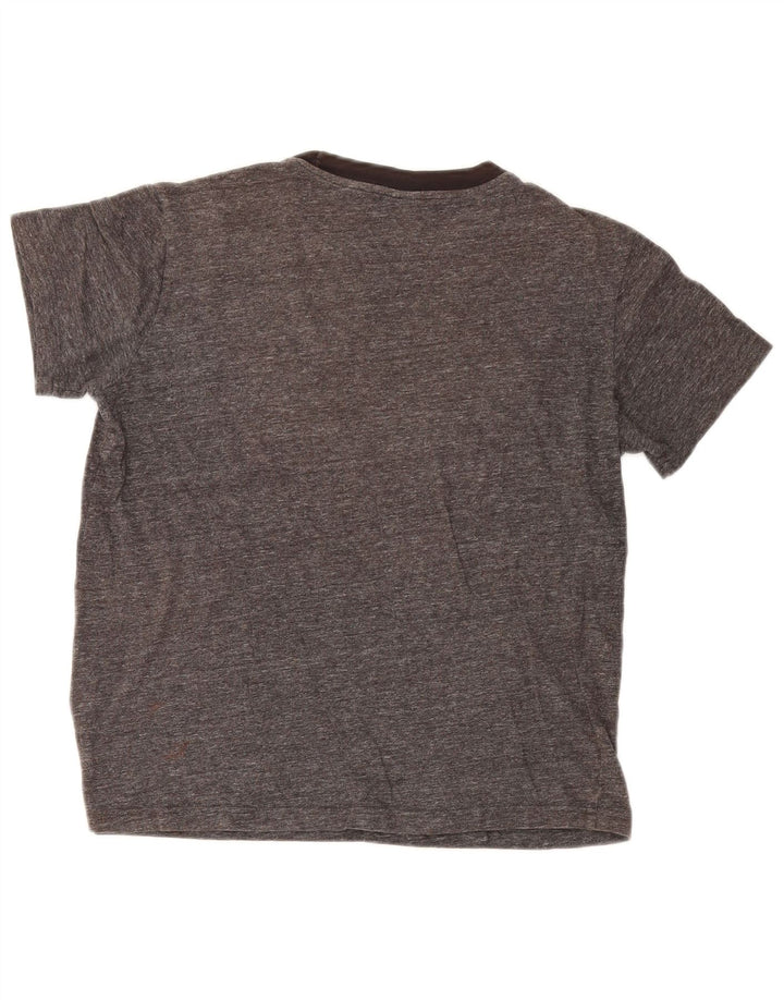 Camiseta feminina grande com estampa Champion UK 10 pequena cinza manchada