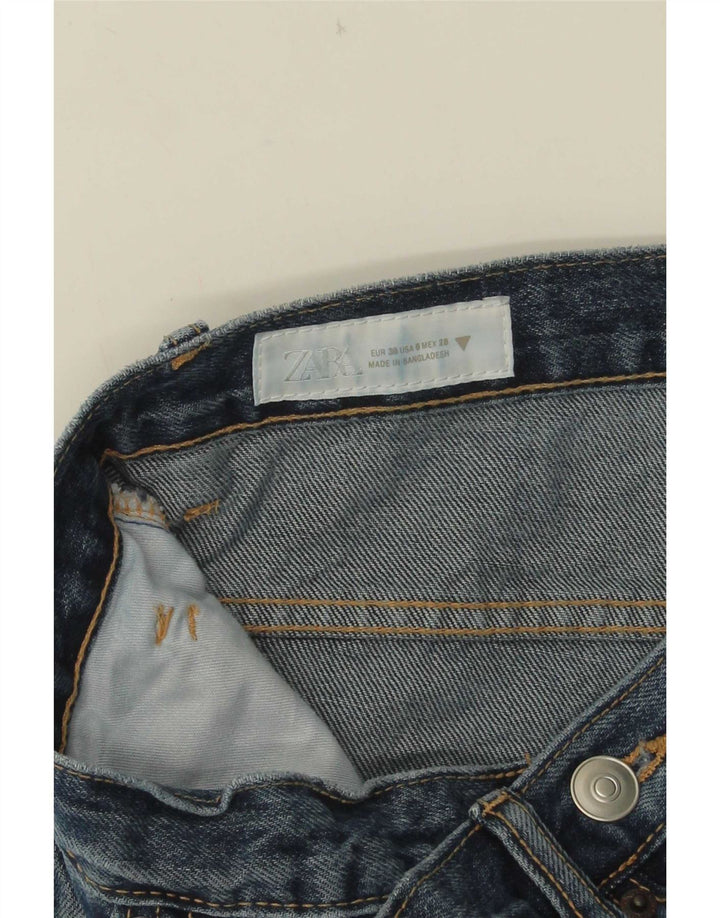 Zara Jeans feminino de perna larga EU 38 pequeno W28 L31 azul