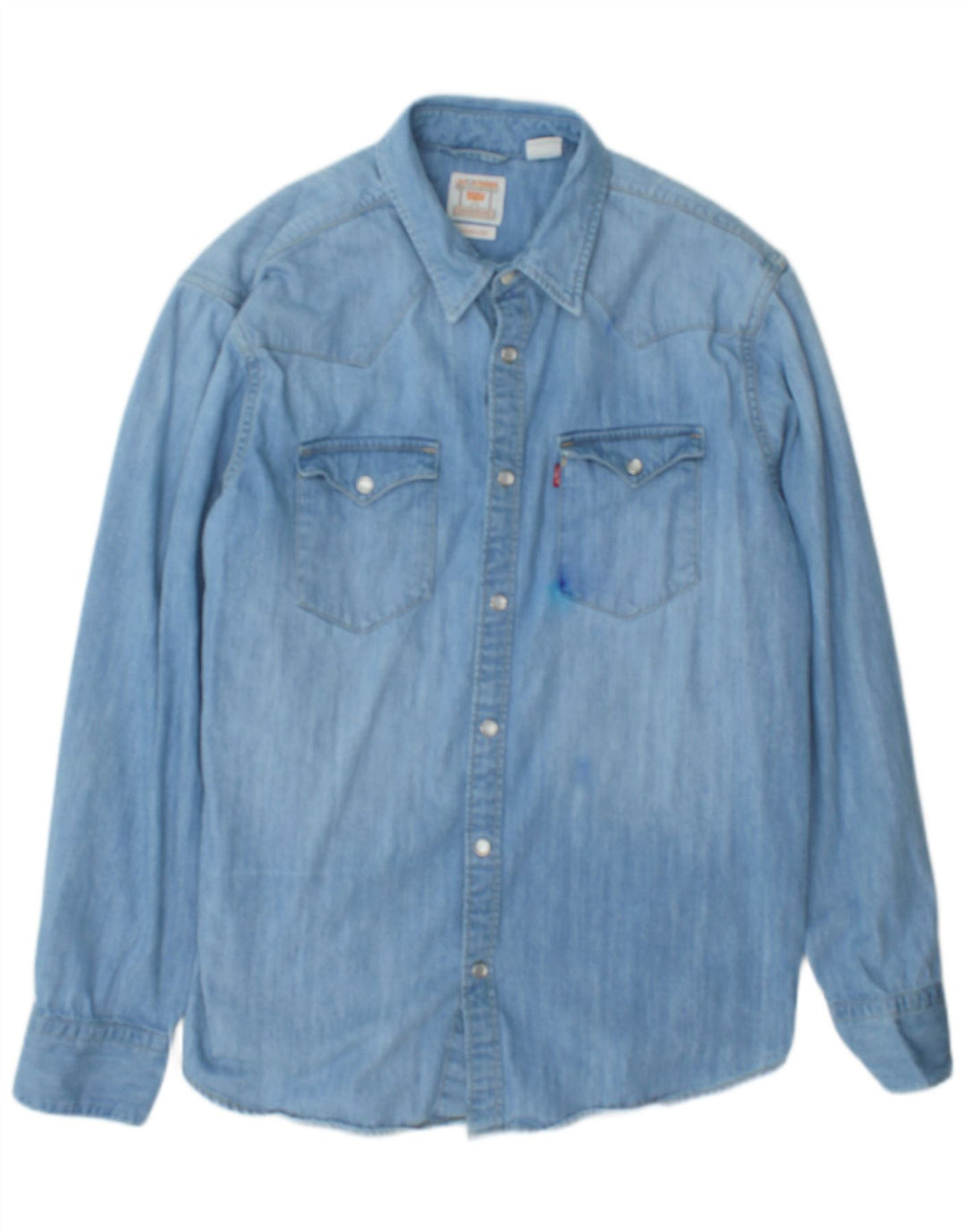 Camisa jeans masculina Levi's Standard Fit grande algodão azul