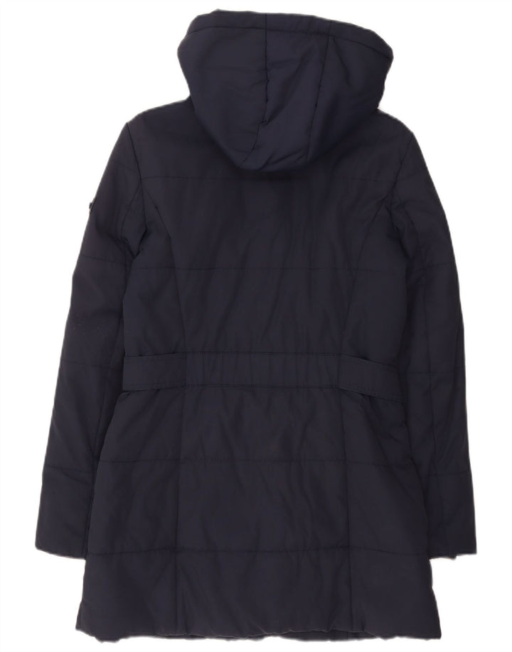 Casaco acolchoado com capuz feminino Esprit UK 10 pequeno azul marinho poliamida