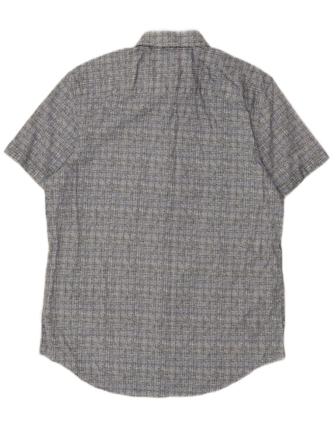 Camisa masculina de manga curta Calvin Klein algodão xadrez azul médio
